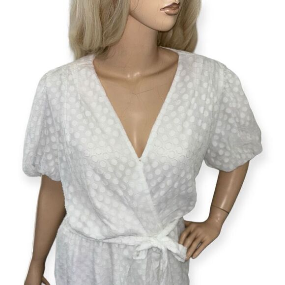 FRAICHE By J Swiss Dot Faux Wrap Minidress In White Size Large NEW - Picture 5 of 15